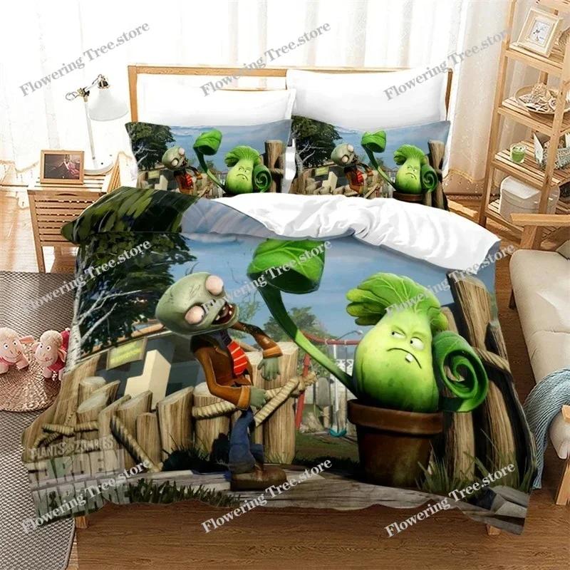 New Plant Zombie Pattern Cartoon Duvet Cover Set Pillowcase Twin Full Queen King 3d Bedding Set Single Double Size Home Textile