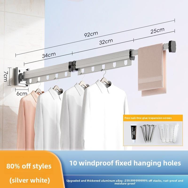 Modern Aluminum Alloy Wallmounted Folding Clothes Drying Rack With Extendable Rod For Indoor And Balcony Use