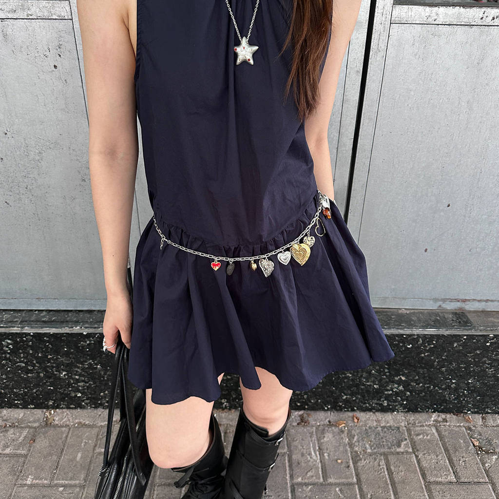 Retro Heart Shape Metal Waist Chain For Women With Hook Closure In Summer 2025