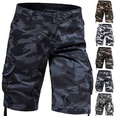 Herren-Sommer-Cargo-Shorts mit mehreren Taschen, lässige Mode, einfarbig, lockere Cargo-Shorts