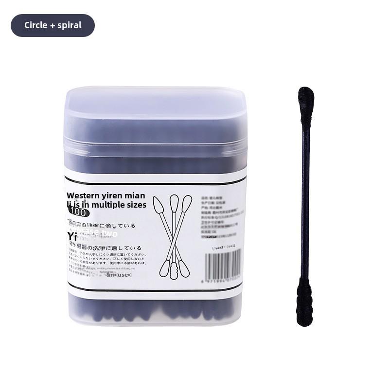 Black Cotton Swab Japanese Ear Pick - Disposable Double-Headed for Blackhead Cleaning
