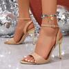 Summer new pointed open-toed stiletto ankle strap one-word buckle stiletto sandals simple high heels