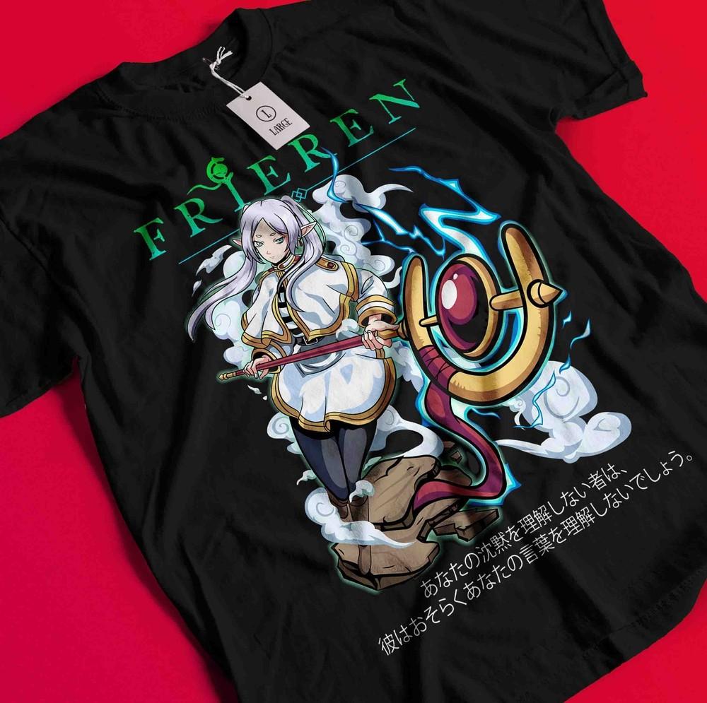 

Frieren T-Shirt Beyond Journey s End Tshirt Fern Stark Shirt Himmel Tee Anime BB671 XL