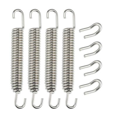 Motorcycle Universal Exhaust Pipe Springs 80mm Stainless Steel Exhaust Pipe Spring Hooks Modification Accessories Silver Tone Set of 4