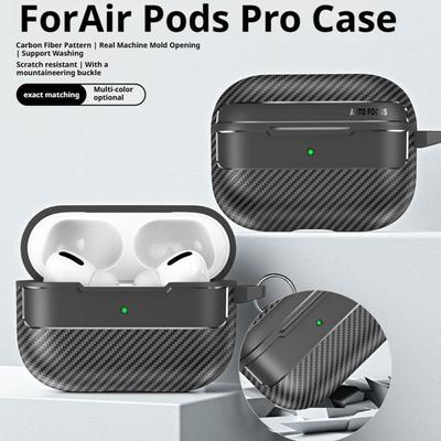 For AirPods Pro 3 Case 2025 Carbon Fiber Texture Case with Carabiner Shockproof Wireless Cover for AirPods Pro 3
