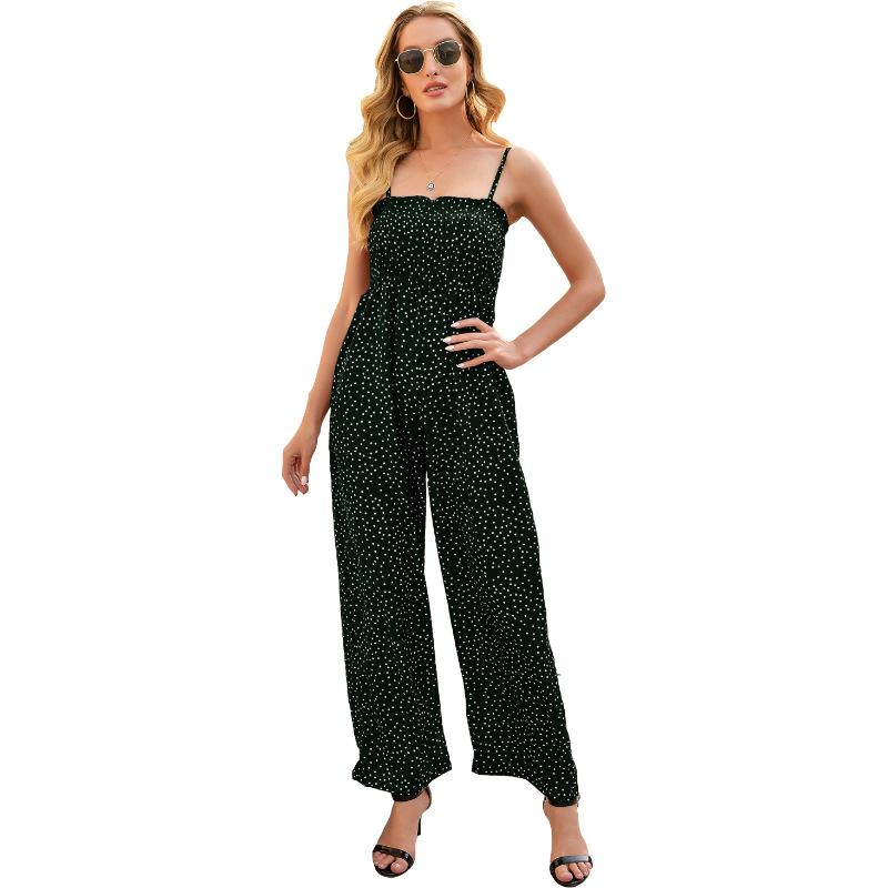 Women'S Polka Dot Print Strapless Loose Wide-Leg Jumpsuit