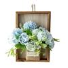 Artificial Hydrangea Wall Hanging Decoration Fake Silk Flower Plants Wooden Fame Decor Home Office Living Room Bedroom Wall Art Ornament