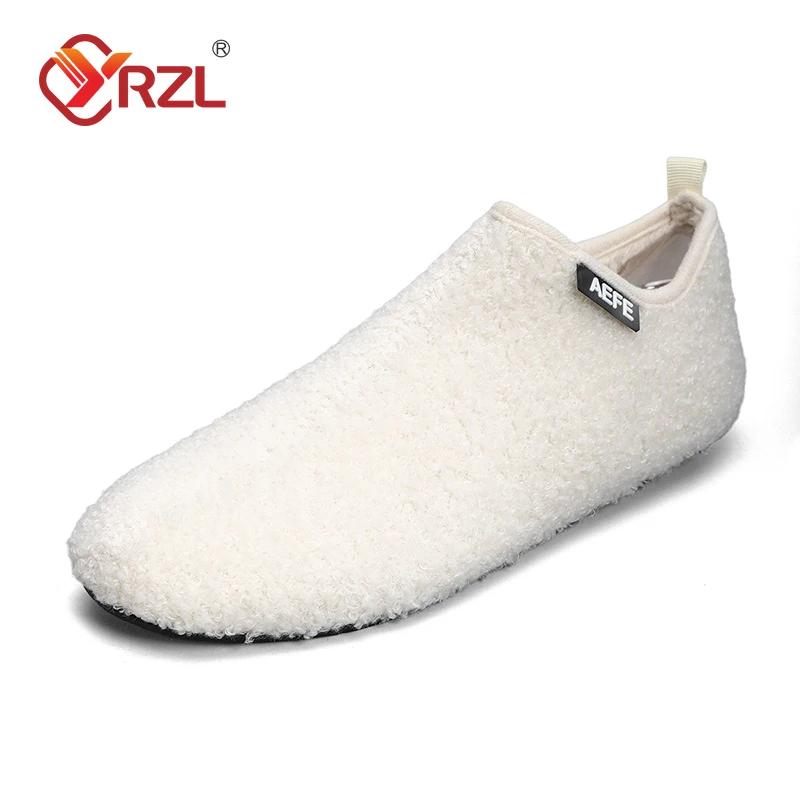 YRZL Fashion Men Winter Cotton Shoes Warm Slip On Lightweight Winter Shoe Male Plush Bedroom Home Cotton Loafers Man Warm Shoes