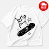 Skateboard Cat Shirt, Y2K 90s Vintage Kitten Tee, Retro Grunge Graphic
