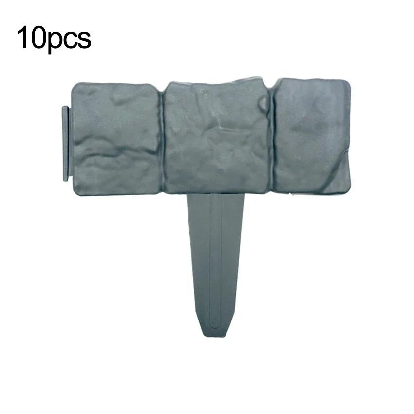 5/10pcs-Plastic Garden Edging Border Imitation Stone Fence Panels Patio Outdoor Barrier