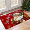 Christmas Doormat with Santa Claus Holiday Floor Mat Suitable for Red Background with Green Front Doors Holiday Home Decoration