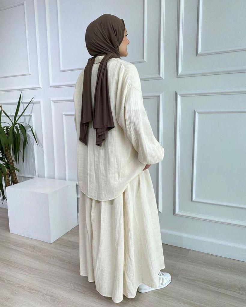 2024 Spring Fashion: Women's Half-Length Skirt Suit with Loose Long-Sleeve Shirt
