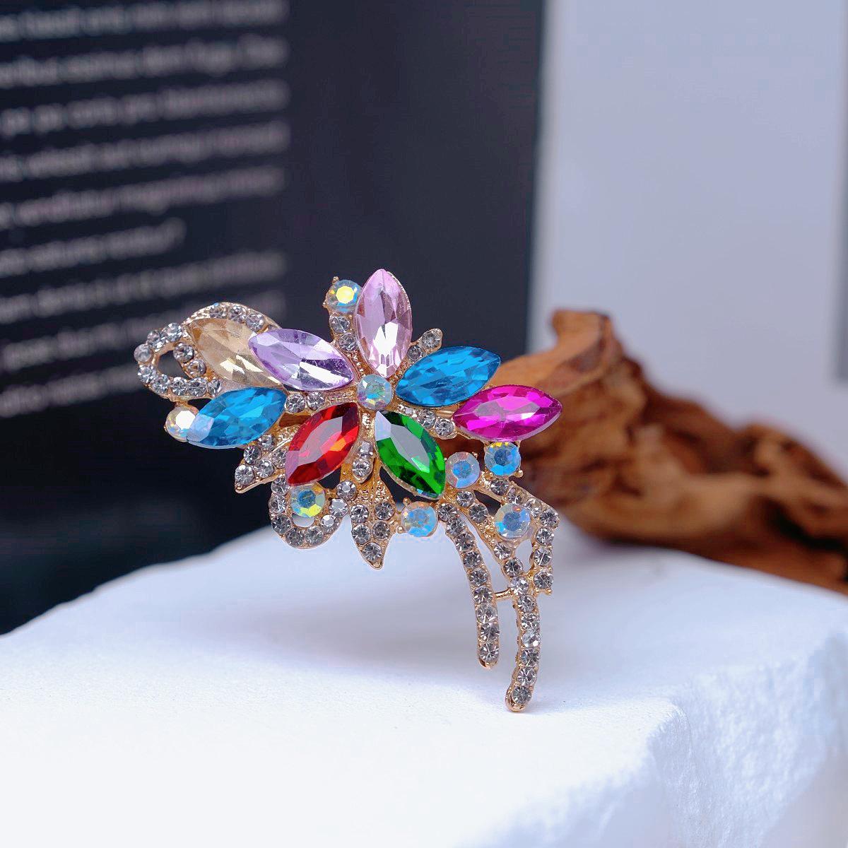 

Elegant Women s Crystal Brooch: Anti-exposure Corsage Pin with Diamond Accents