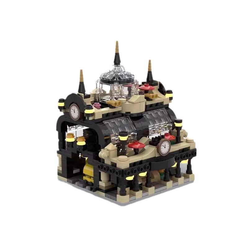 Building Block Compatible 145087 Stagate Train Station Mini Building Street View Creative Model Building Block