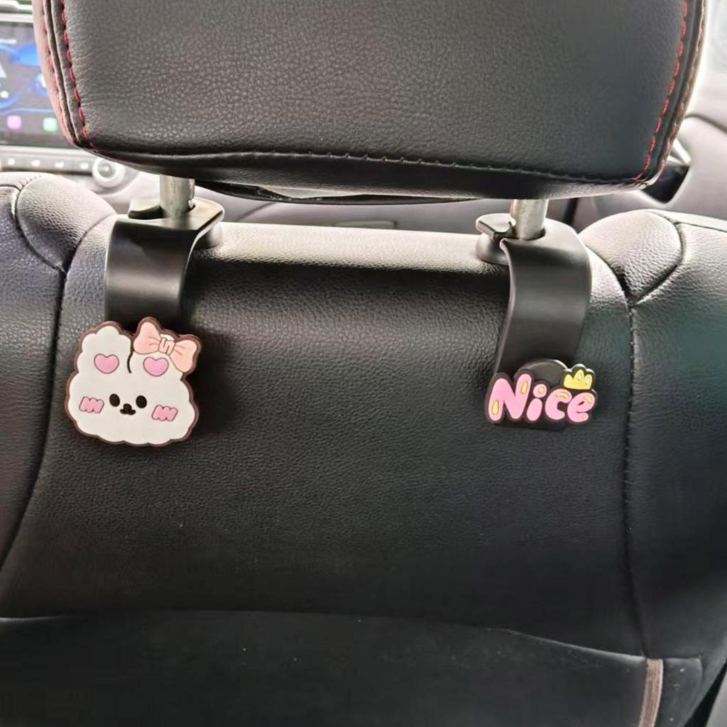 Universal Cute Cartoon Car Seat Back Hook - No Installation, Multipurpose, Strong Load Bearing
