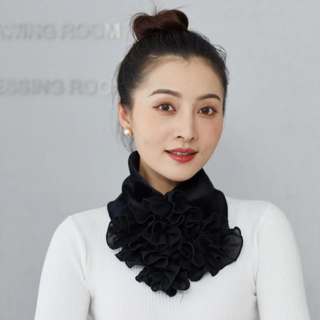 Damen Farbiger Latzkragen Plus Samt Dicker Blumenkragen Mode Nackenschutz Falscher Kragen