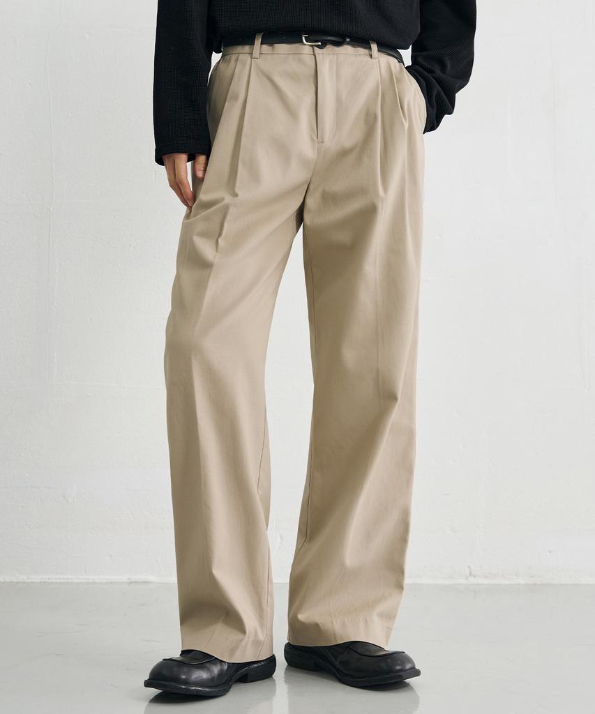 DRAW FIT Wide Elastic Chino Pants [L.Beige]