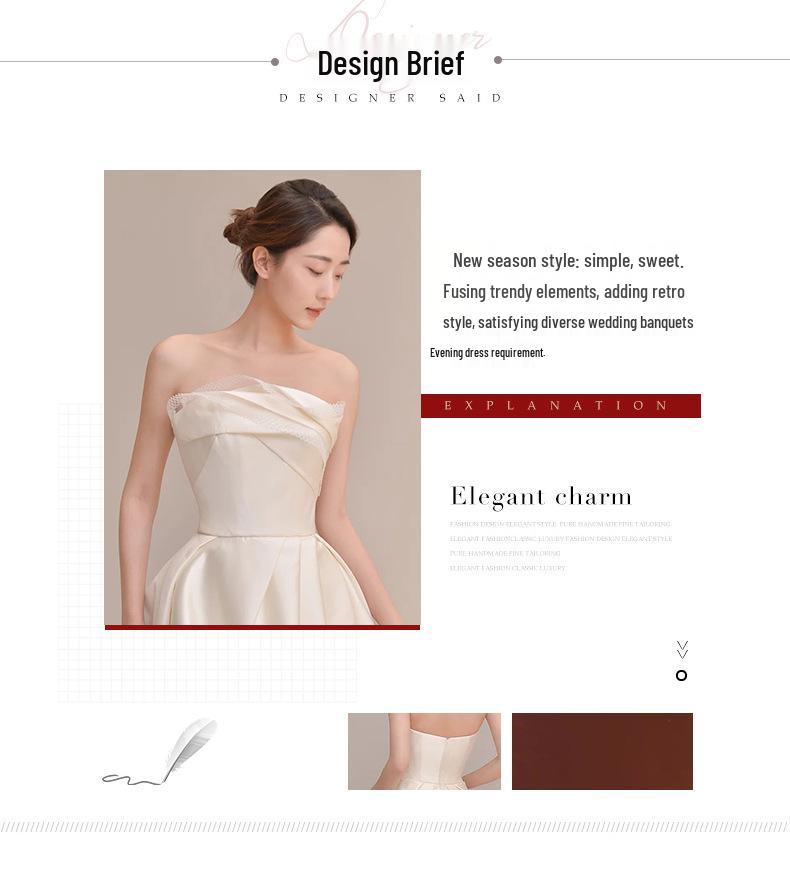 2025 French Strapless Satin Wedding Dress: Elegant, High-Quality Texture, Floor-Length for Winter