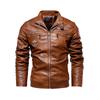 Fashion Casual Men's Leather Jacket Pu Leather Jacket European American Biker Clothing Fleece-lined Jacket
