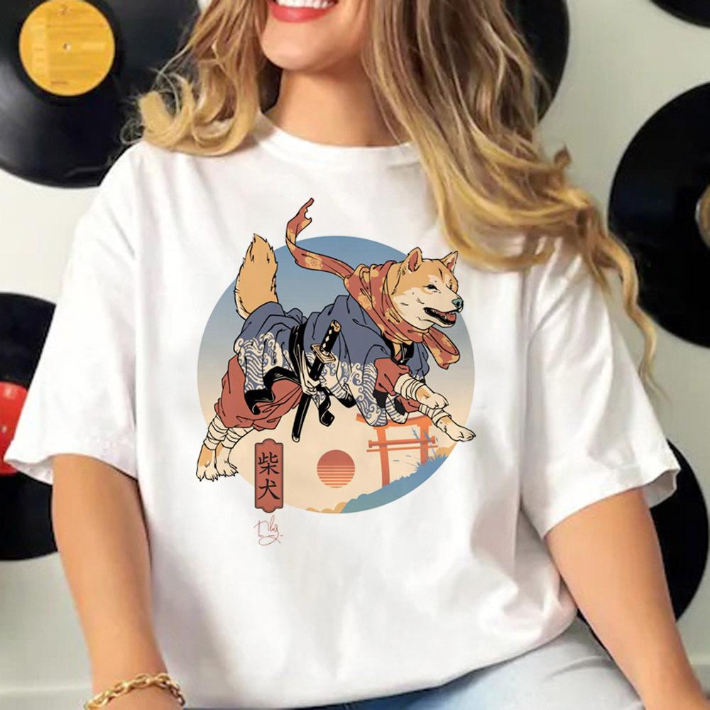 Shiba Inu Tee Women Athleisure Harajuku Summer T Shirt Girl Anime Clothing
