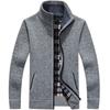 Men's Long Zippered Knit Sweater with Plush and Thick Insulation Trendy Top Sweater and Jacket