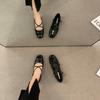 Coarse Heel Crossed Silver Mary Jane Square Head Single Shoes Women's Shoes 2025 New Spring Evening Gentle Flat Shoes