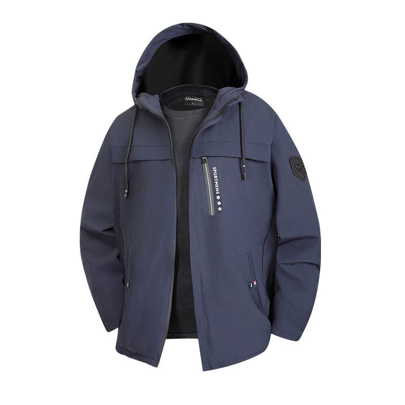 

Мужская осенне-зимняя куртка с капюшоном, куртка в гонконгском стиле, кардиган, топ, деловая куртка L темно-синий