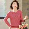 Paster Women's Embroidered Round Neck Long Sleeve T-Shirt