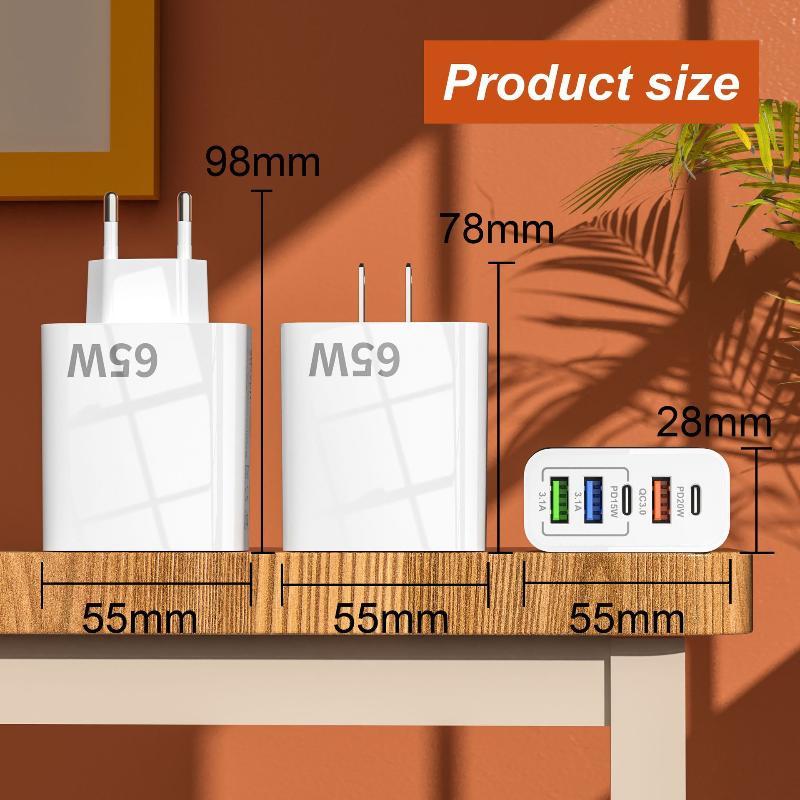 120W Fast Wall Charger With 3 Usb Qc30 Ports 2 Pd Fast Charging Ports For Travel Home Office Charging Phones Tablets Laptops