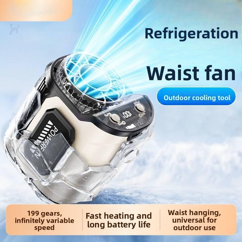 Outdoor Handsfree Waist Fan With Typec Charging For Construction And Workers