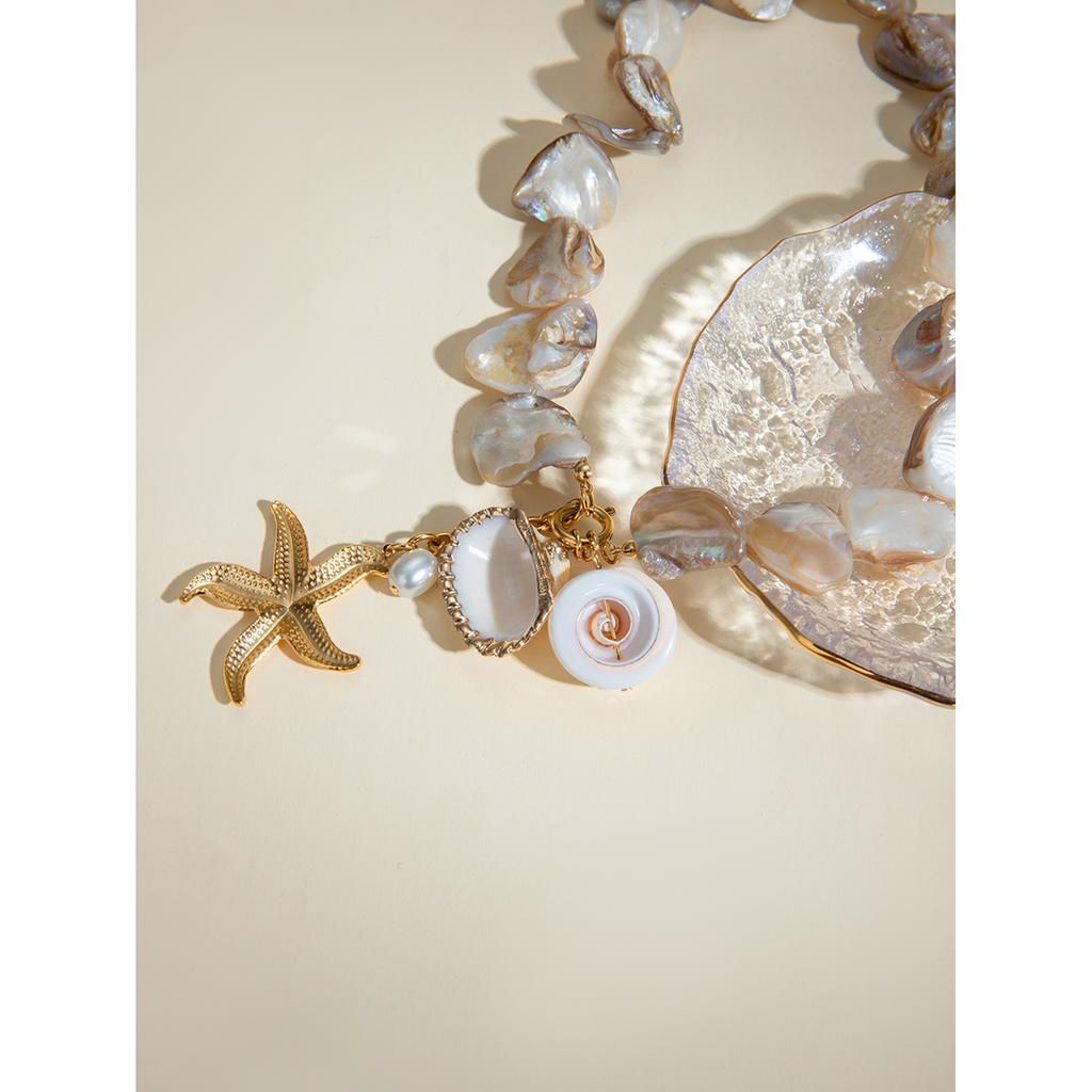 Uworld Vacation Style Ocean Series Shell Starfish ImitationPearl Necklace Women's Vacation Leisure Party Shell Necklace