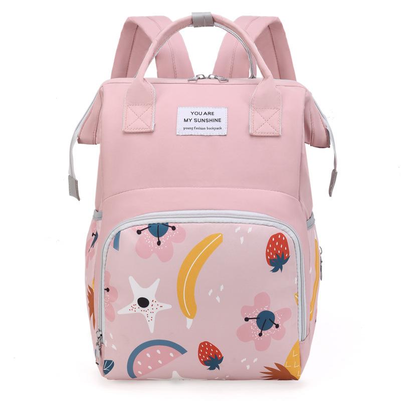 Mummy Backpack Diaper Bag Waterproof Large Capacity Insulated Pockets Baby Bag розовый