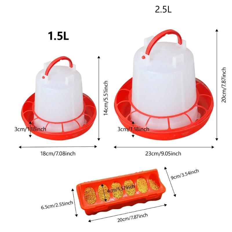 Sada 4 kusů krmítka pro kuřata se 2 kusy napáječek, design proti rozlití, řešení krmení pro kachňata, křepelky, kurníky na zahradě