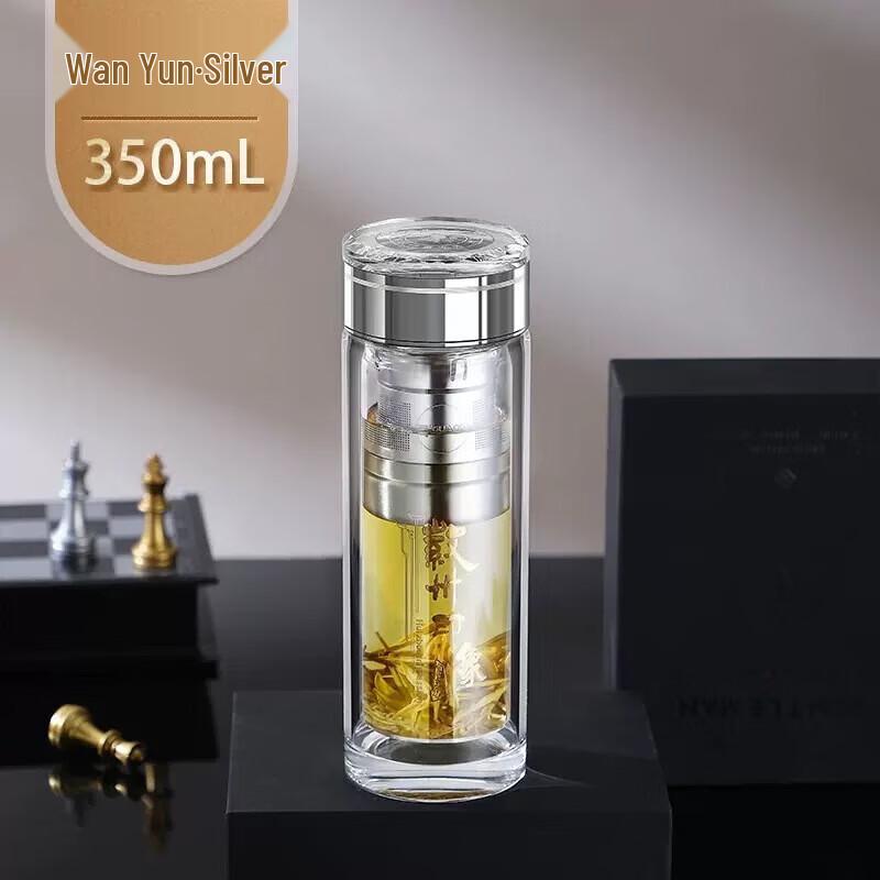Fuguan Silver Dragon Business Double-Wall Glass Tea Infuser Bottle
