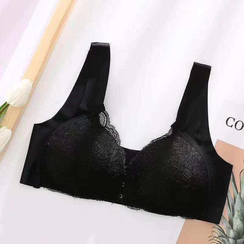 European & American Stylish Lace Front Buckle Wirefree Bra - Minimizes and Enhances with Beautiful Back