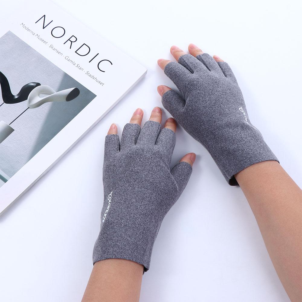 Female Solid Color Winterr Outdoor Cloth Fingerless Gloves Half-finger Women Mittens Warm Gloves