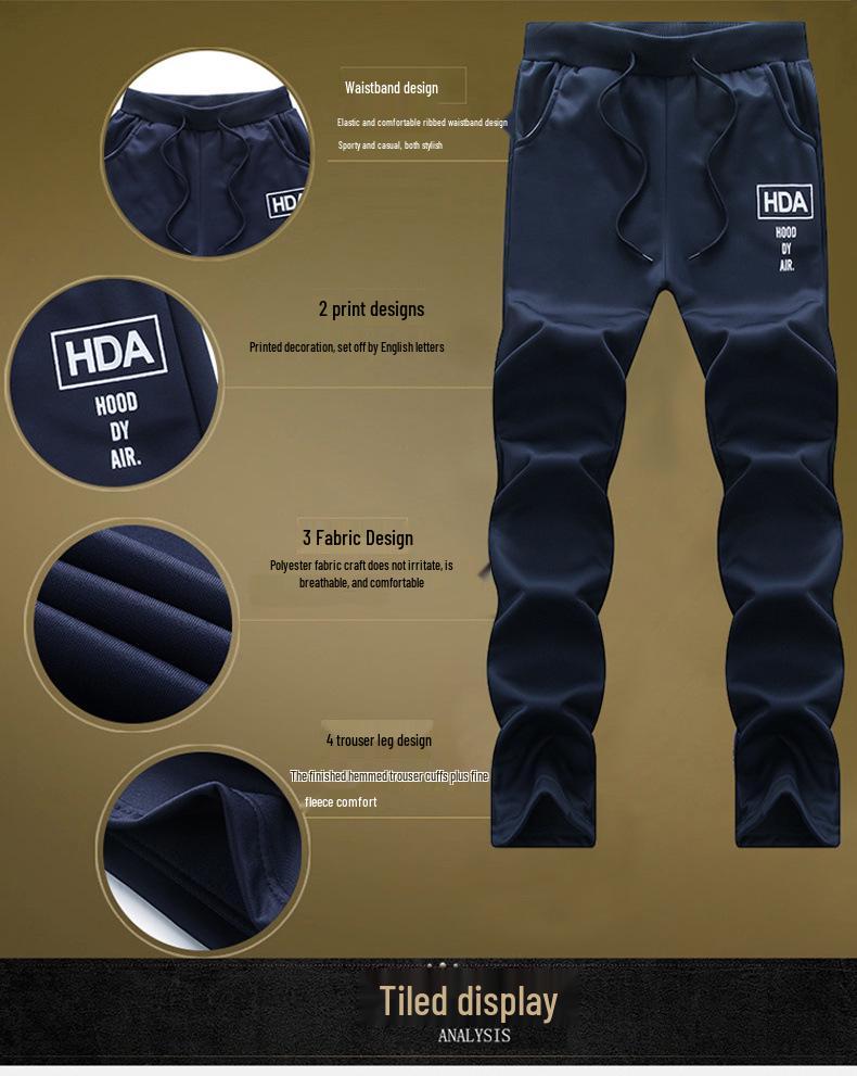 Men's Fleece-Lined Casual Hoodie & Pants Two-Piece Set