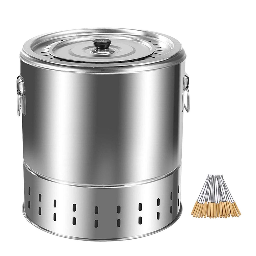 BBQ Grill Bucket Uniform Heat Smokeless for Grilling Backpacking Camping