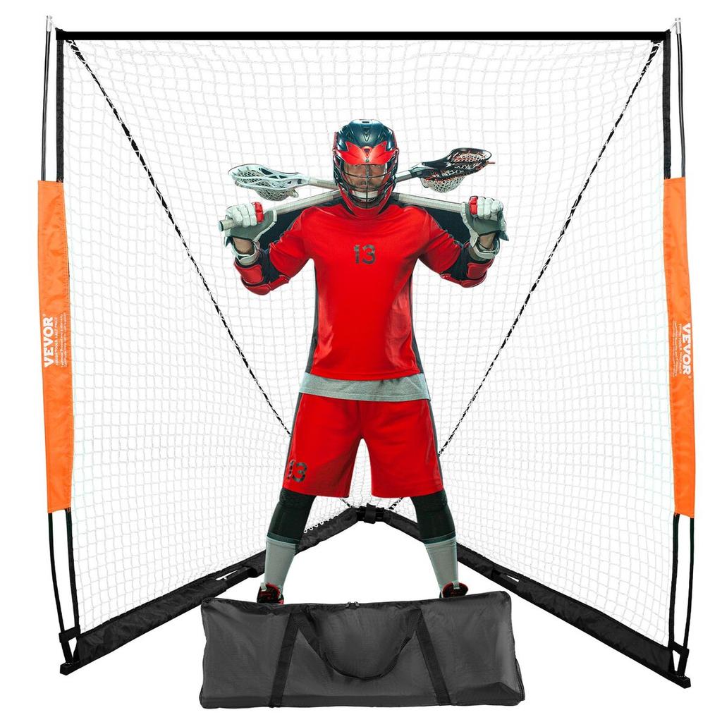 Lacrosse Goal, 6' X 6' Lacrosse Net, Portable Lacrosse Goal with Carry Bag, Fiberglass Rod Backyard Lacrosse Training Equipment, Easy Setup Collegiate