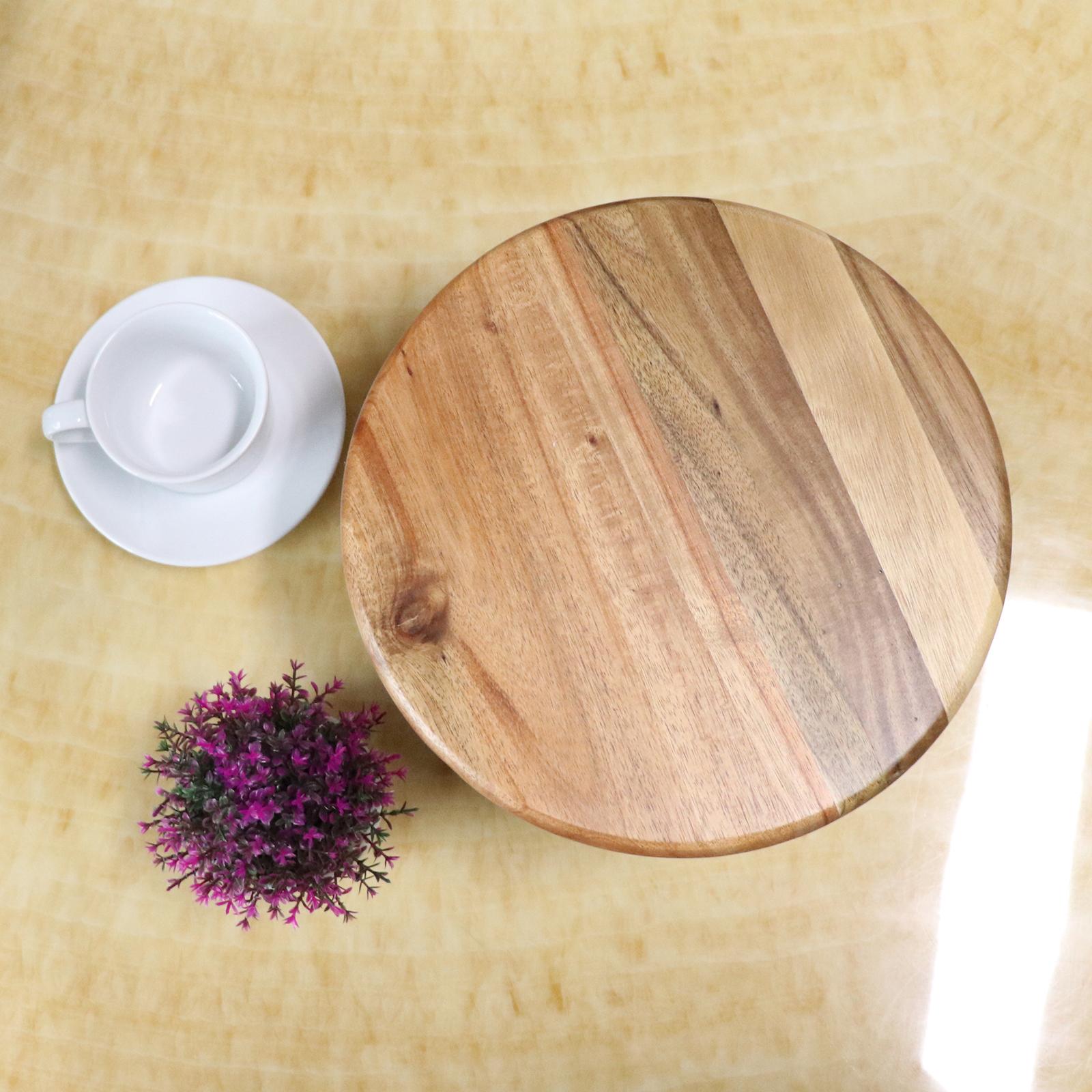 Farmhouse Style Wooden Cake Stand Tall Pedestal Holder Round Plate for Reception and Event Cakes 21cm