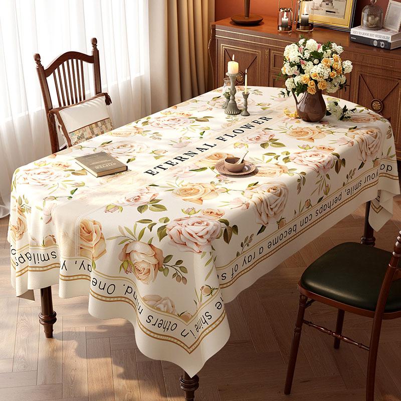 

Luxury Pastoral Printed Waterproof Tablecloth High-End Pvc Reusable Table Mat for Party Banquet Dustproof Anti-Wear Home Textile 140x140cm