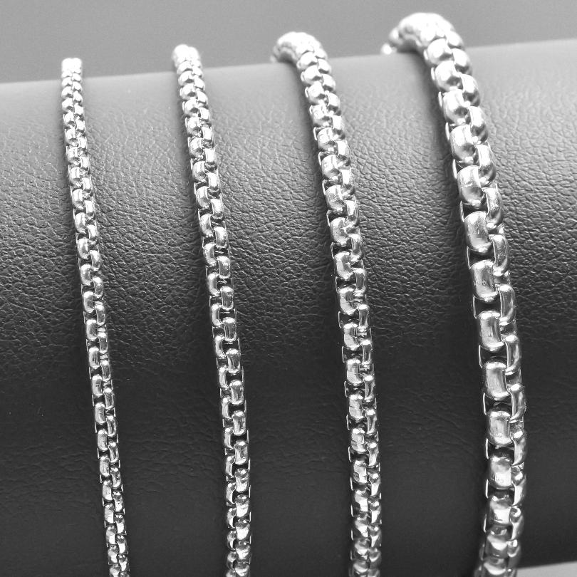 

Width 2/2.5/3/4mm Silver Color Stainless Steel Box Chain Necklaces For Women Men Accessories 45/50/60/70/90cm Necklaces Jewelry 2mm&45cm