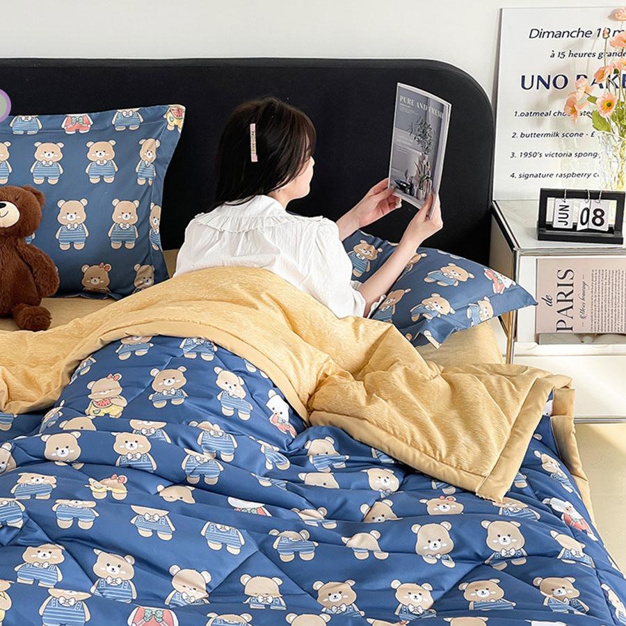 KDJEIKZ Double-sided Simple Summer Quilt Children Adult Microfiber Air Conditioning Quilt Core Picnic Travel Cover Blanket