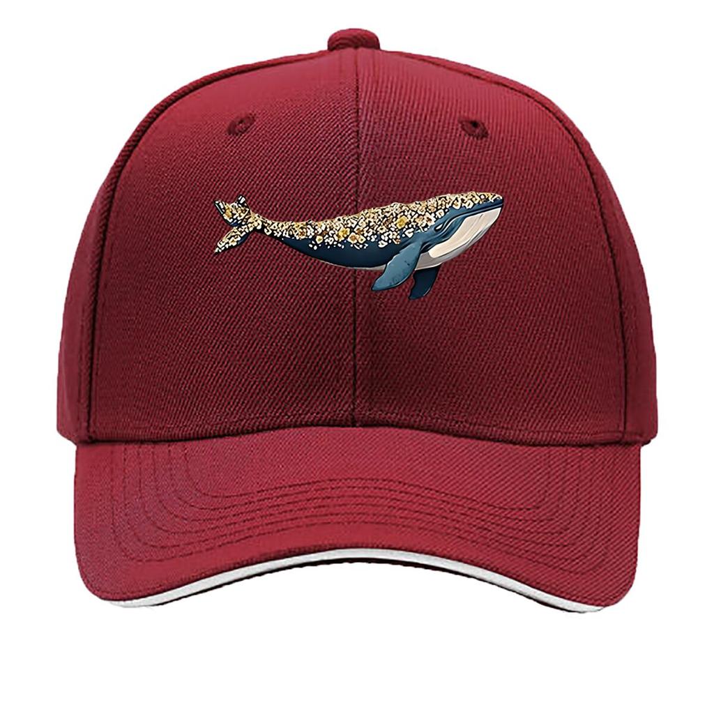 Casual Outdoor Baseball Cap for Unisex with a Fun Floral Whale Print Adjustable And Sporty Sandwich Baseball Cap