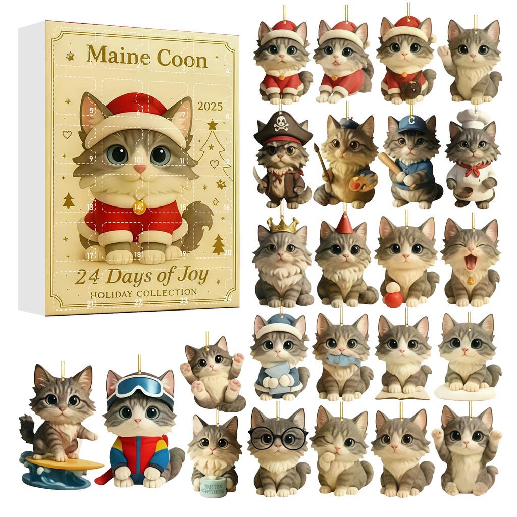 Christmas Grinch Dog Cat Acrylic Advent Calendar With 24 Animal Decorations For Holiday Gift Giving