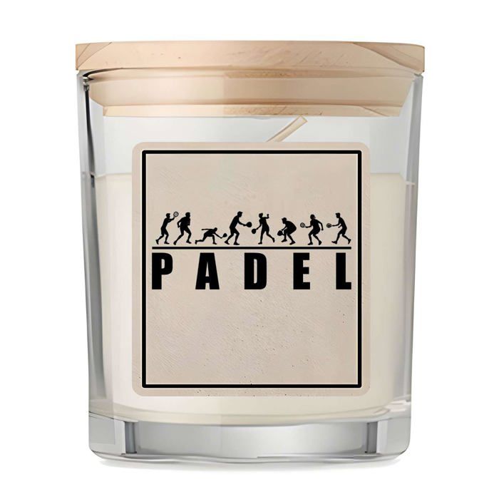 Bougie parfumée - PLANETEE - Bougie Padel Logo Typographique - Vanille - Couvercle bambou - Format compact, boîte cadeau
