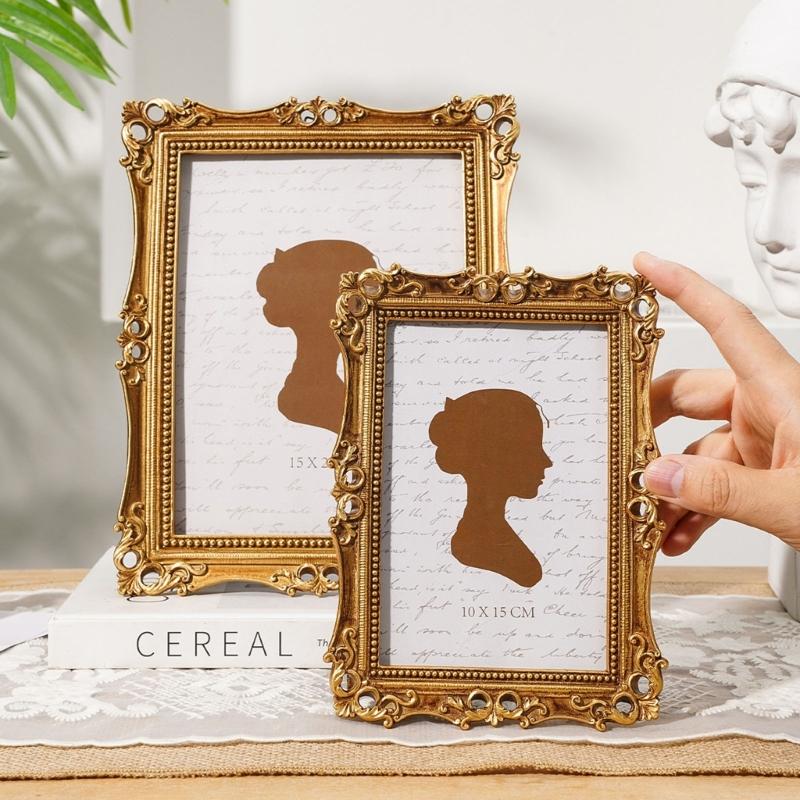 Antique Ornate Square Photo Frame for Tabletop Wall Display,Retro Picture Frame,Decorative Photo Frame Home Decors