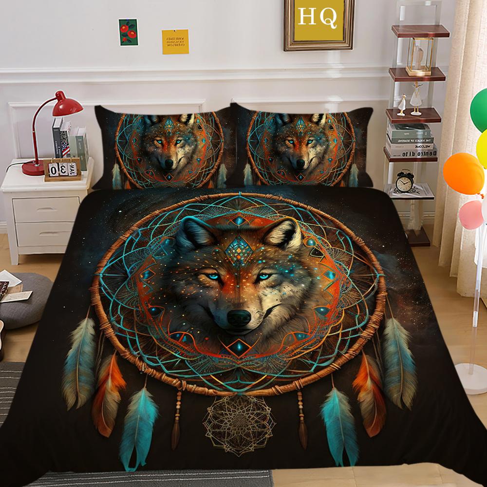 Zestaw poszewek na kołdrę z nadrukiem wilka Zestaw pościeli z mikrofibry w rozmiarze King Cover Boy Teen wysokiej jakości tekstylia domowe