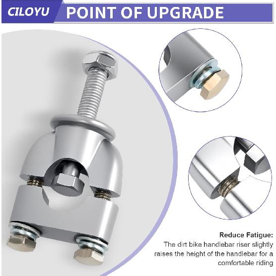 22Mm 7/8 Handlebar Risers Mount Clamps Motorcycle Handle Bar Riser Replacement For Apollo 250 Ninja 500 XT600 XR50 Dirt Pit Bike ATV Scooter