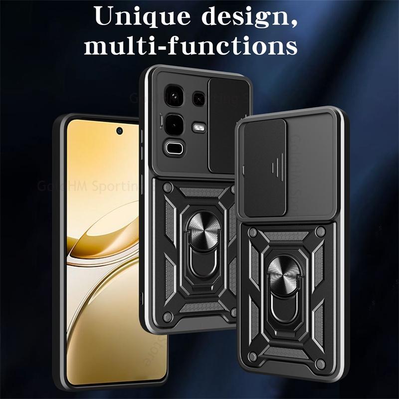 Push Window Slide Lens Heavy Duty Protective Case For Infinix Note 50s 50 Pro Plus Magnetic Finger Ring Holder Kickstand Cover Note 50 Pro 50x 40X 30i